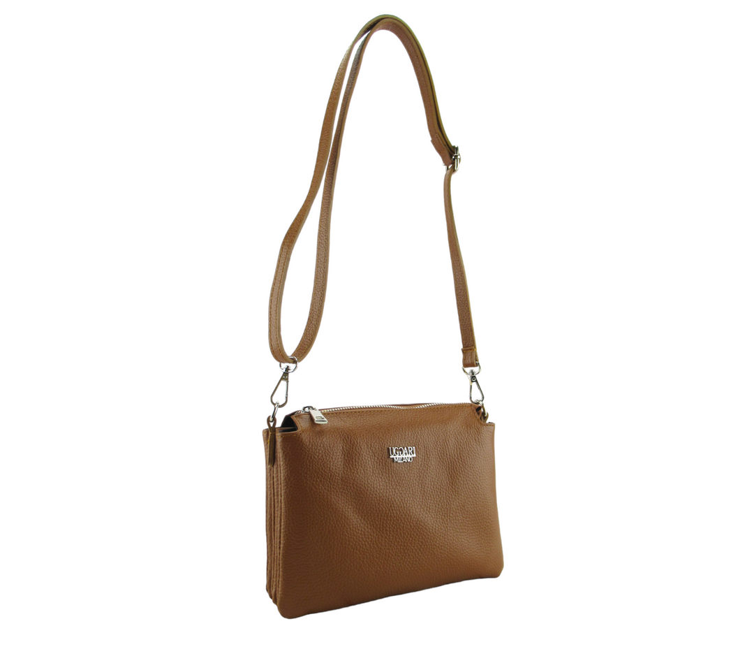 Borsa Tracolla Piccola Pelle Dollaro 3 scomparti