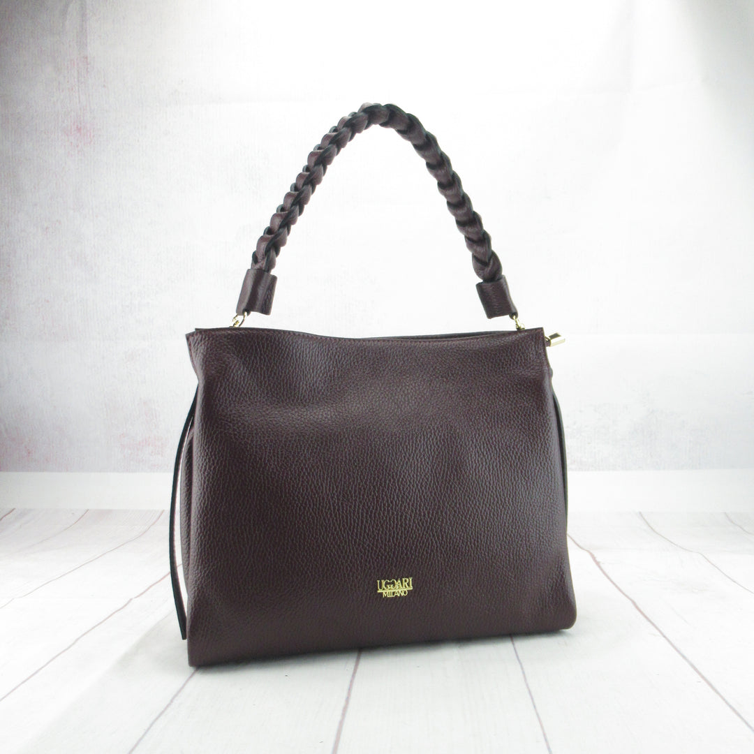 Borsa sacca francesca pelle dollaro con tracolla intrecciata