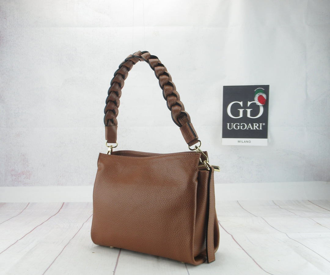 Sacca misura media francy pelle dollaro con tracolla intrecciata