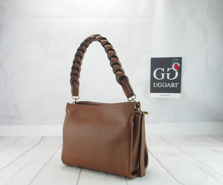 Sacca misura media francy pelle dollaro con tracolla intrecciata