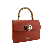 Load image into Gallery viewer, Borsa a Mano misura media pelle liscia manico in bambu
