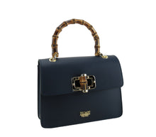 Load image into Gallery viewer, Borsa a Mano misura media pelle liscia manico in bambu
