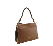 Load image into Gallery viewer, Borsa sacca francesca pelle dollaro con tracolla intrecciata
