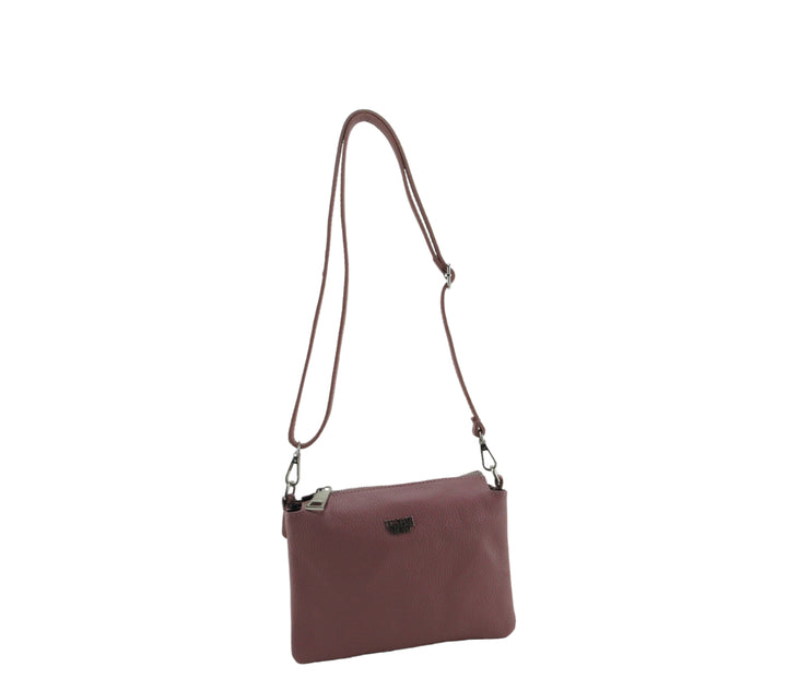 Small Leather Dollar Shoulder Bag with 3 compartments 