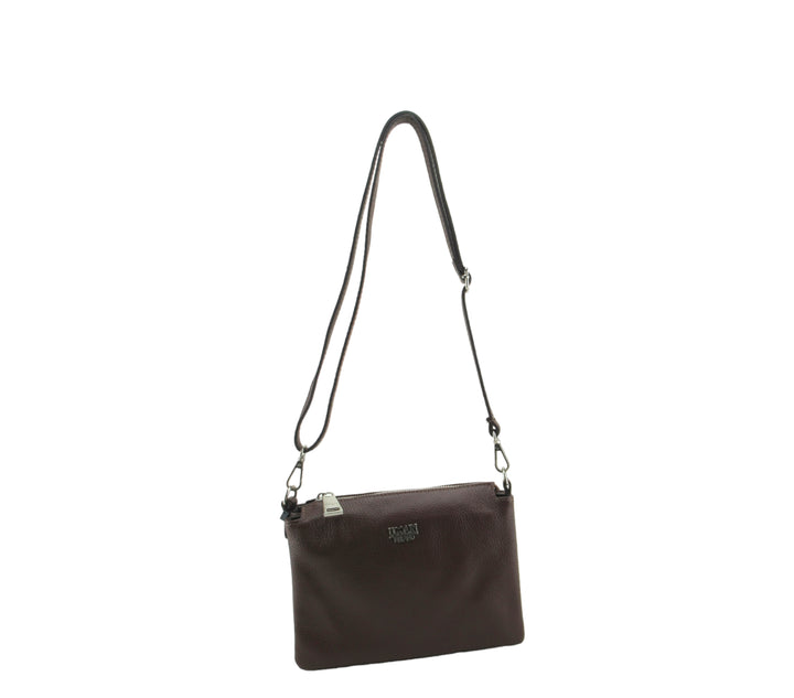 Small Leather Dollar Shoulder Bag with 3 compartments 