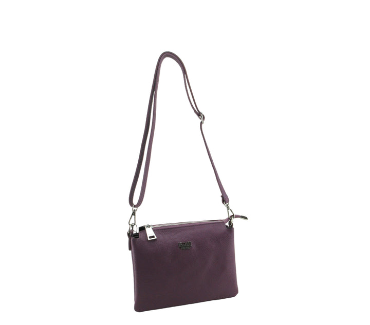 Small Leather Dollar Shoulder Bag with 3 compartments 
