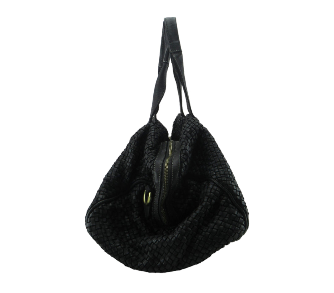 Large handbag in garment-dyed calfskin 