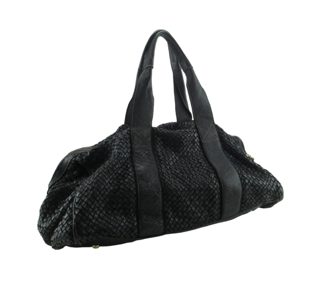 Large handbag in garment-dyed calfskin 