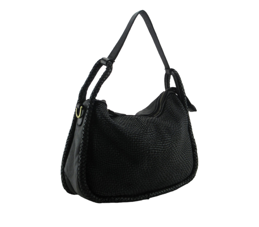 Angela bag in garment-dyed woven leather (washed) 