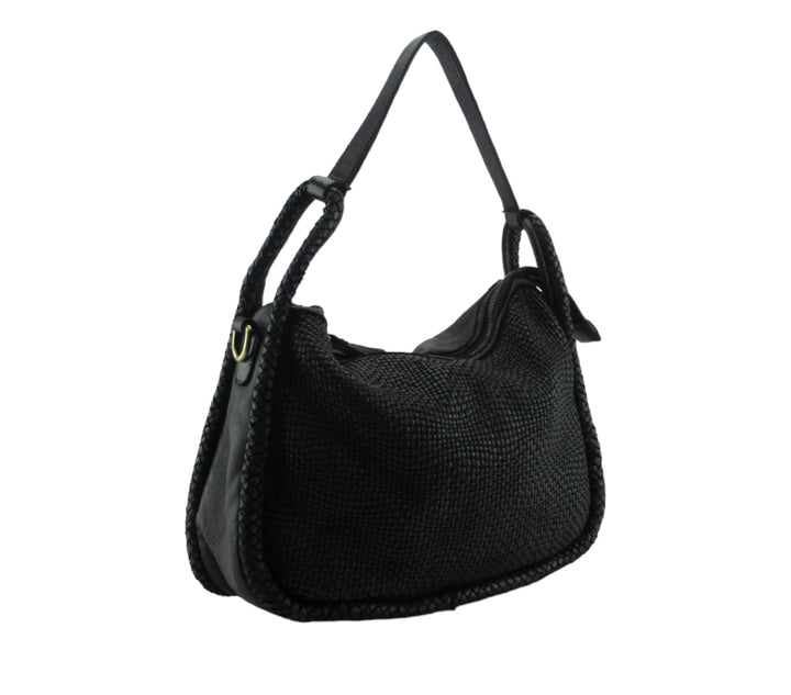 Angela bag in garment-dyed woven leather (washed) 