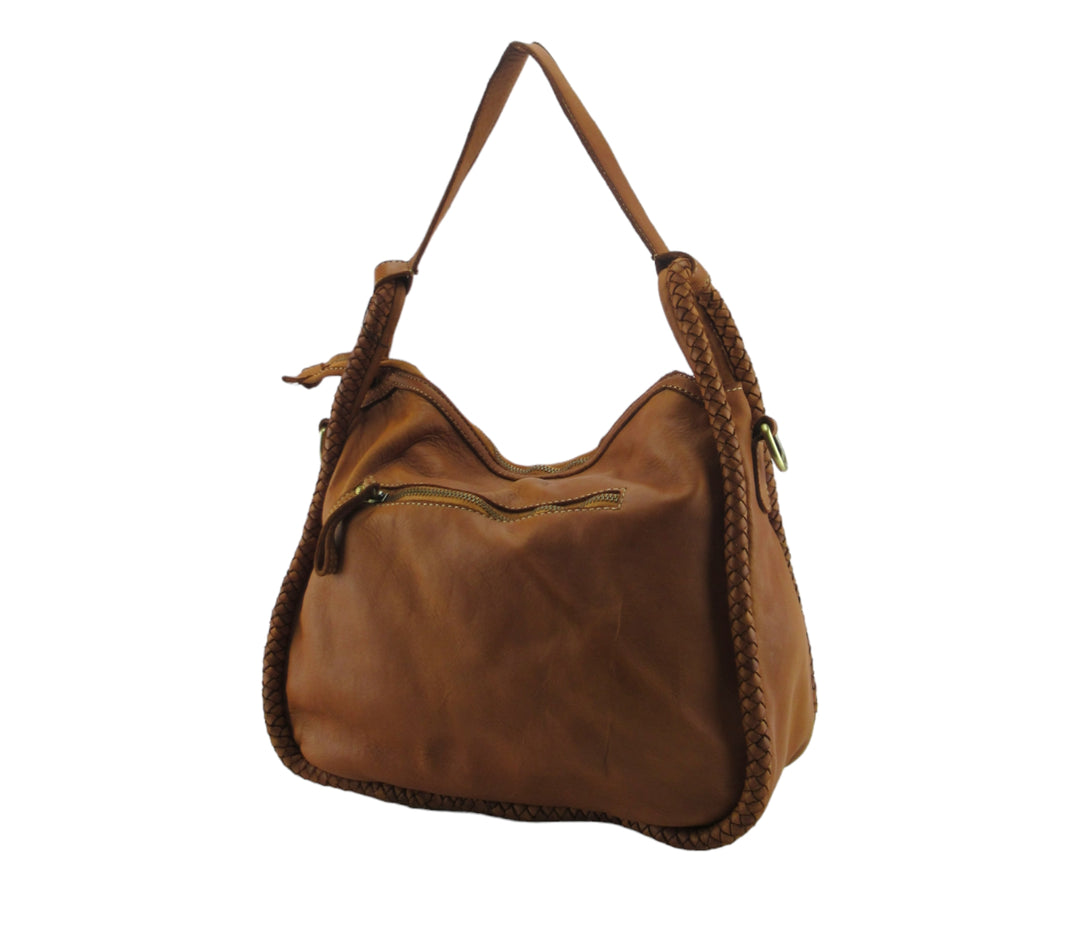 Angela bag in garment-dyed woven leather (washed) 