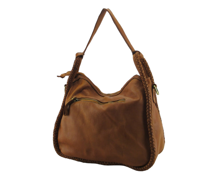 Angela bag in garment-dyed woven leather (washed) 