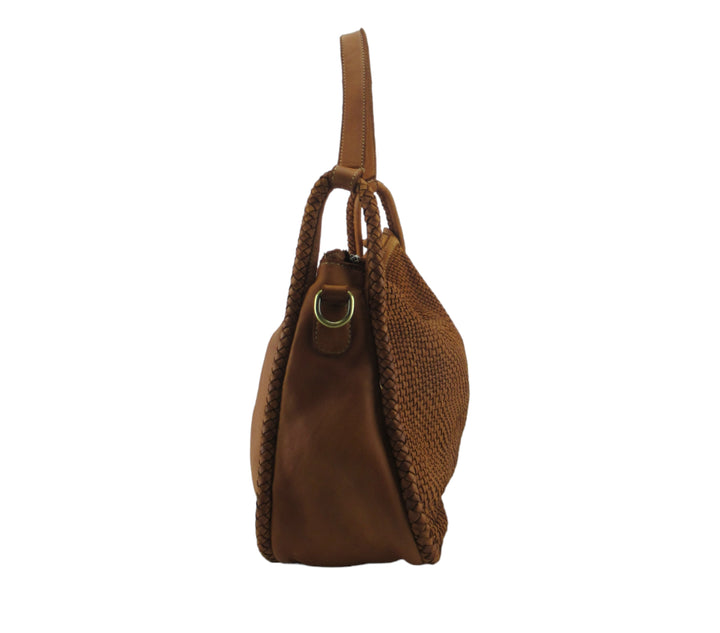Angela bag in garment-dyed woven leather (washed) 