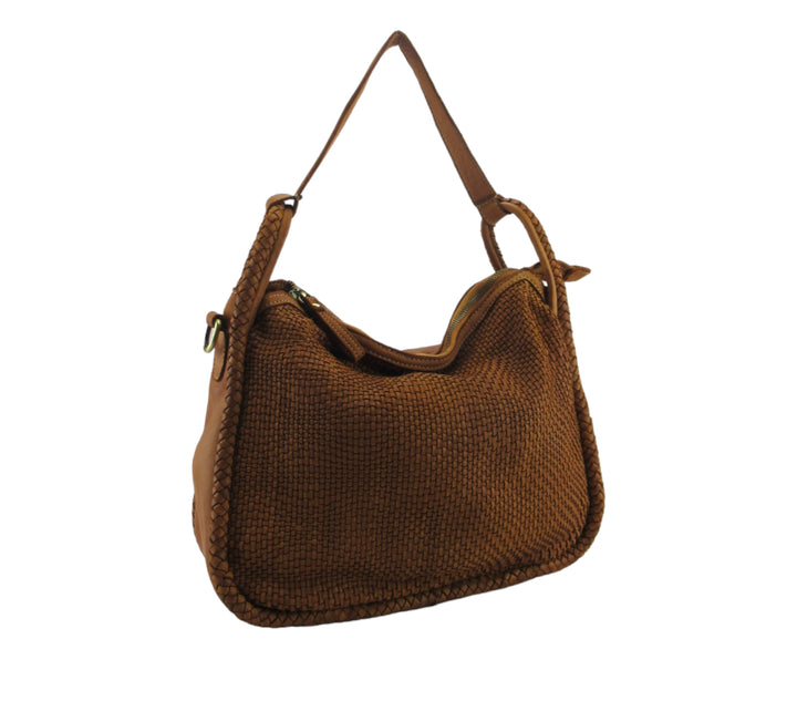 Angela bag in garment-dyed woven leather (washed) 