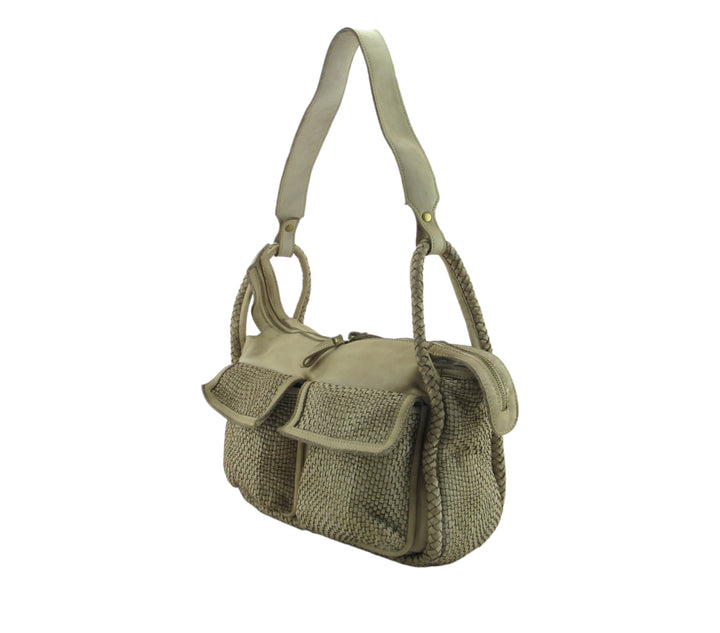 Faby bag in garment-dyed woven leather (washed) 