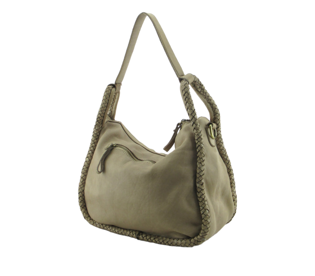 Faby bag in garment-dyed woven leather (washed) 