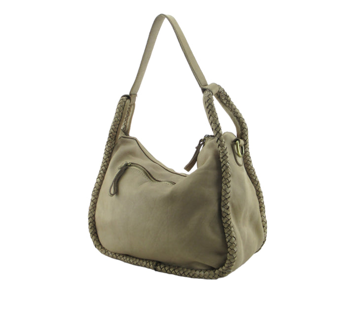 Faby bag in garment-dyed woven leather (washed) 