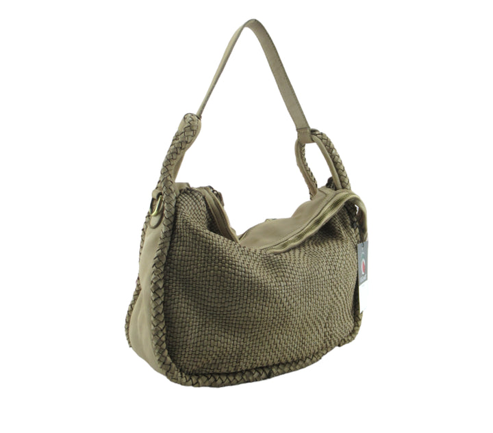 Angela bag in garment-dyed woven leather (washed) 