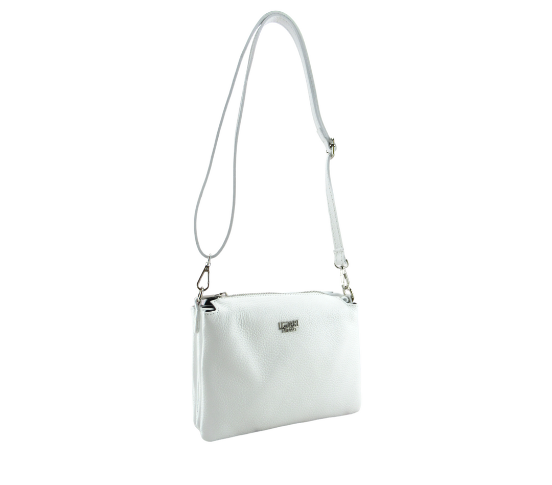 Small Leather Dollar Shoulder Bag with 3 compartments 