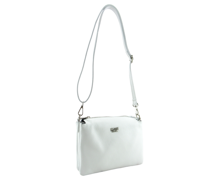 Small Leather Dollar Shoulder Bag with 3 compartments 