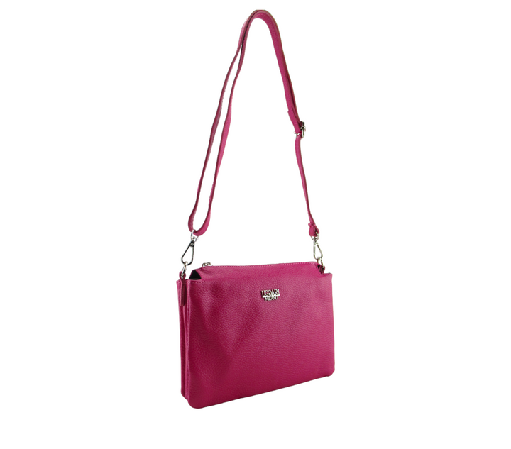 Small Leather Dollar Shoulder Bag with 3 compartments 