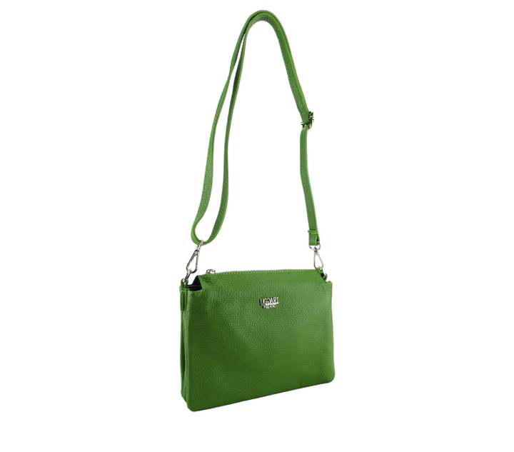 Small Leather Dollar Shoulder Bag with 3 compartments 