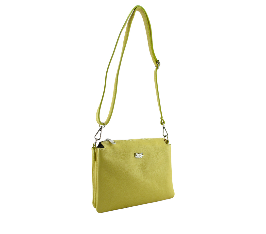 Small Leather Dollar Shoulder Bag with 3 compartments 