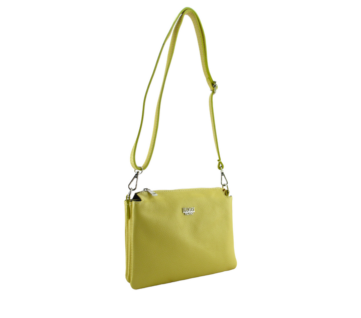Small Leather Dollar Shoulder Bag with 3 compartments 