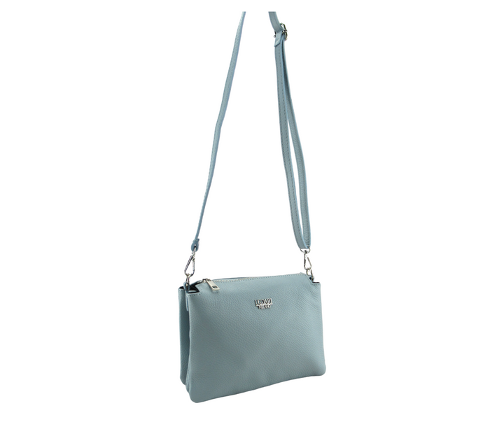 Small Leather Dollar Shoulder Bag with 3 compartments 