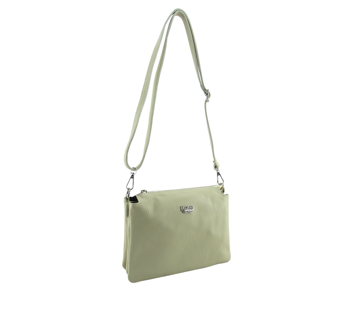 Small Leather Dollar Shoulder Bag with 3 compartments 