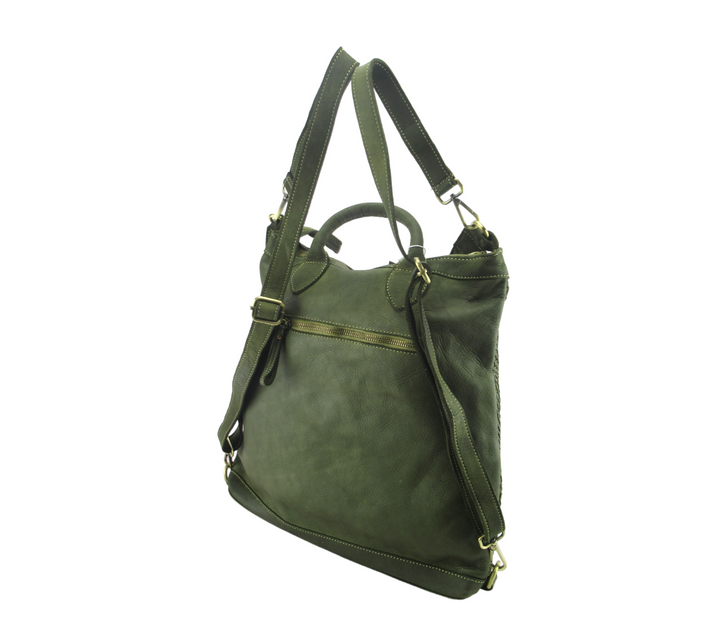 Khatrin bag and backpack in garment-dyed woven leather 