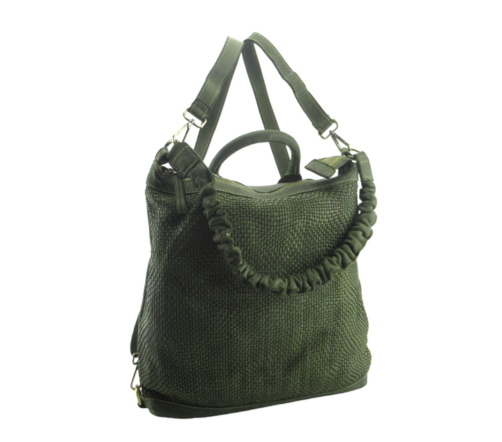 Khatrin bag and backpack in garment-dyed woven leather 