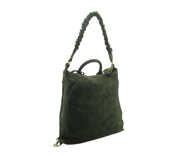 Khatrin bag and backpack in garment-dyed woven leather 