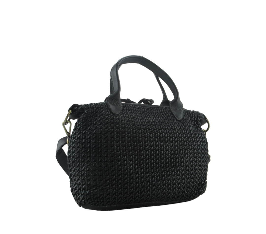 Mimma hand bag in finely woven leather