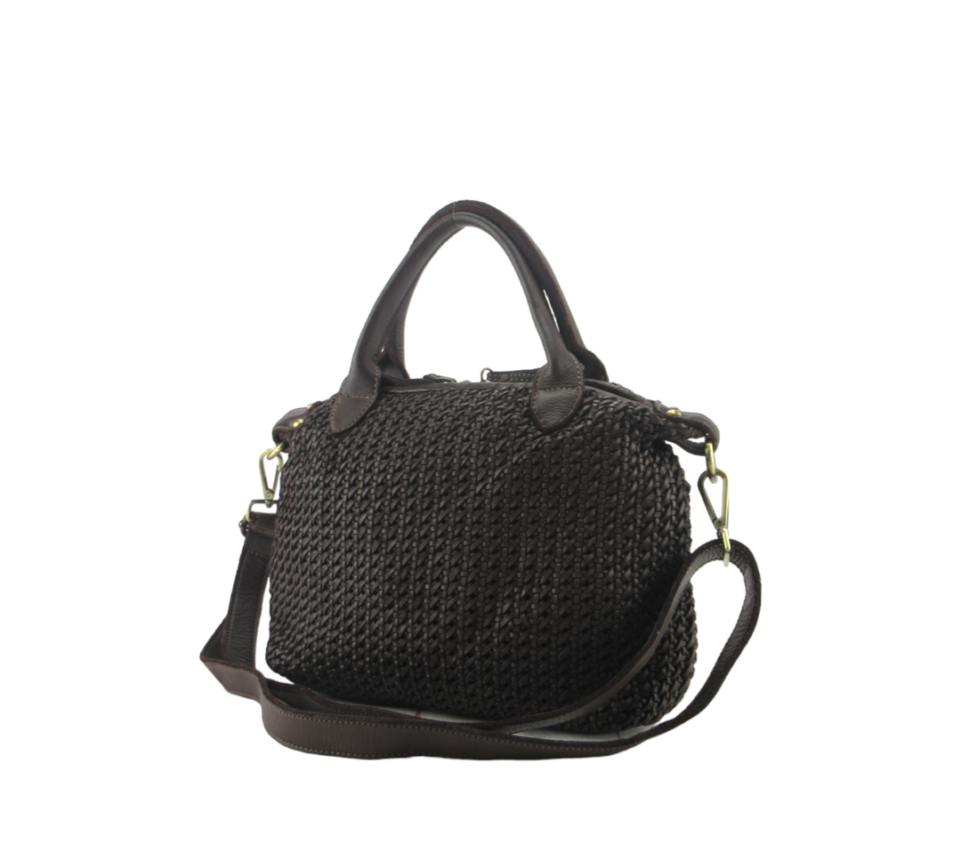 Mimma hand bag in finely woven leather