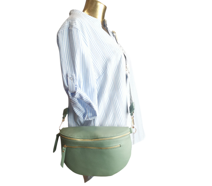 ludy trasversale semitonda con doppia  chiusura zip misura media pelle Dollaro