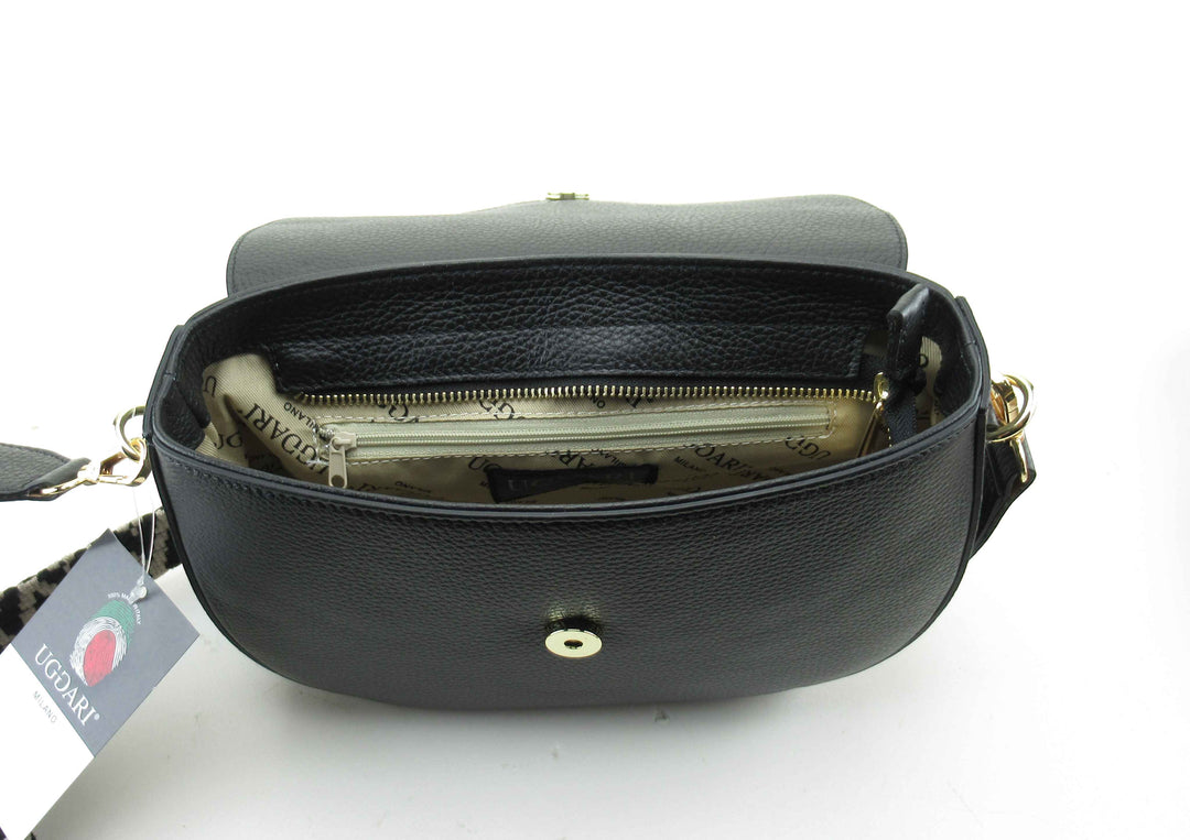 Laura dollar leather postman bag with double leather shoulder strap 