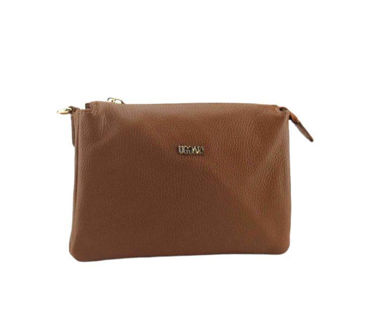 Small Leather Dollar Shoulder Bag with 3 compartments 