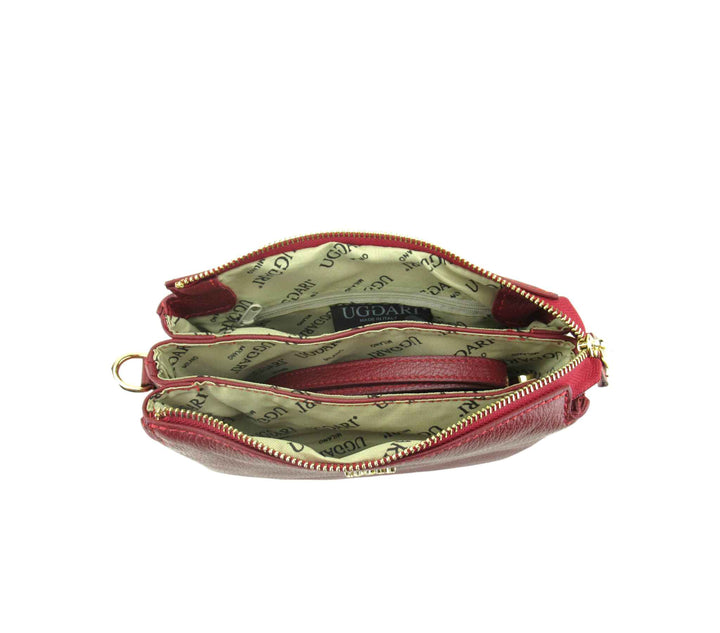 Small Leather Dollar Shoulder Bag with 3 compartments 