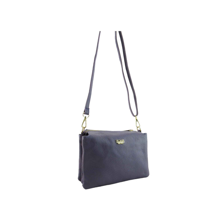Small Leather Dollar Shoulder Bag with 3 compartments 