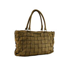 Load image into Gallery viewer, Shopping bag in pelle intrecciata e infilato a mano vitello tinto in capo ( lavato )
