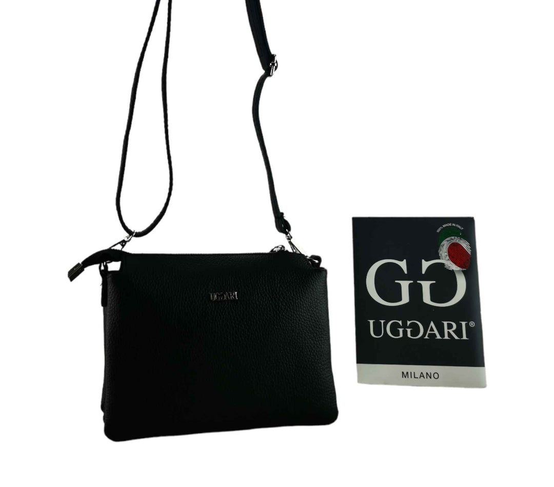 Small Leather Dollar Shoulder Bag with 3 compartments 
