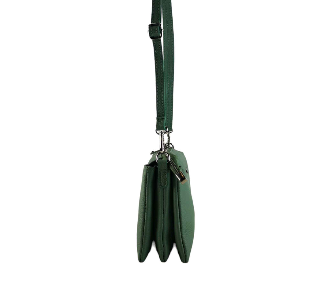 Small Leather Dollar Shoulder Bag with 3 compartments 