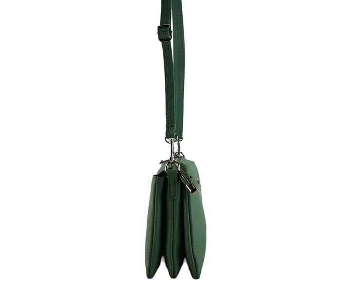 Small Leather Dollar Shoulder Bag with 3 compartments 