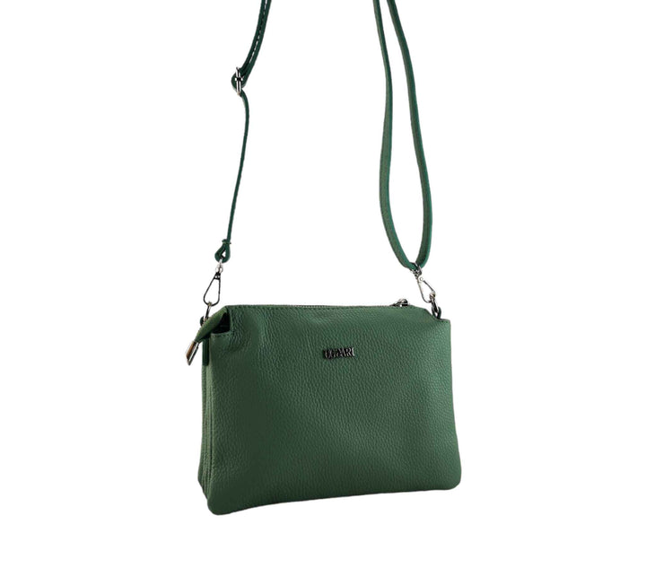 Small Leather Dollar Shoulder Bag with 3 compartments 