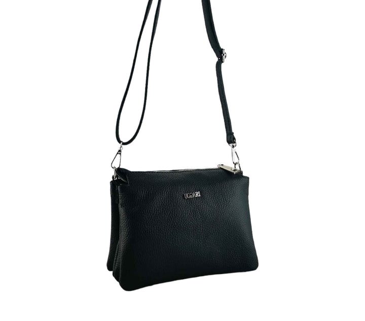 Small Leather Dollar Shoulder Bag with 3 compartments 